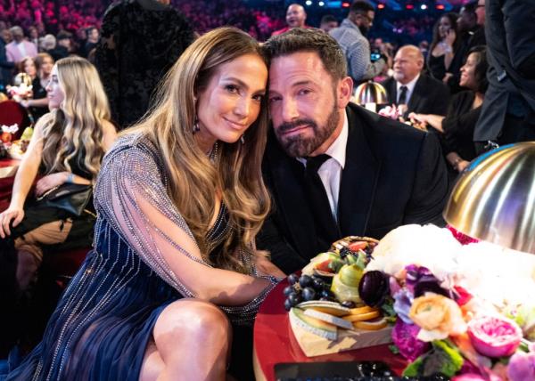 Jennifer Lopez and Ben Affleck seen during the 65th GRAMMY Awards on February 05, 2023.